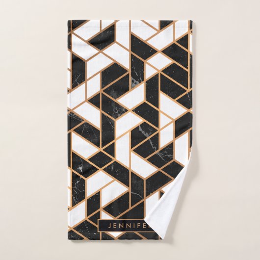 Zwart-witte marmer bad handdoek (Handdoek)