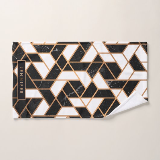 Zwart-witte marmer bad handdoek (Handdoek)