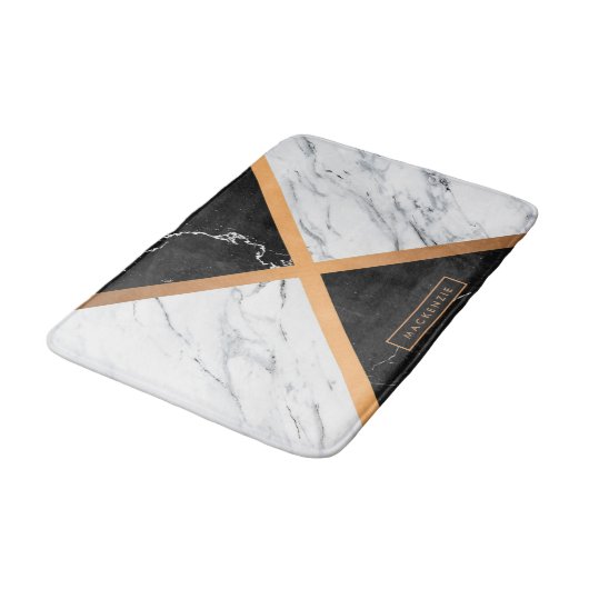 Zwart-witte marmer badmat (Gekanteld)