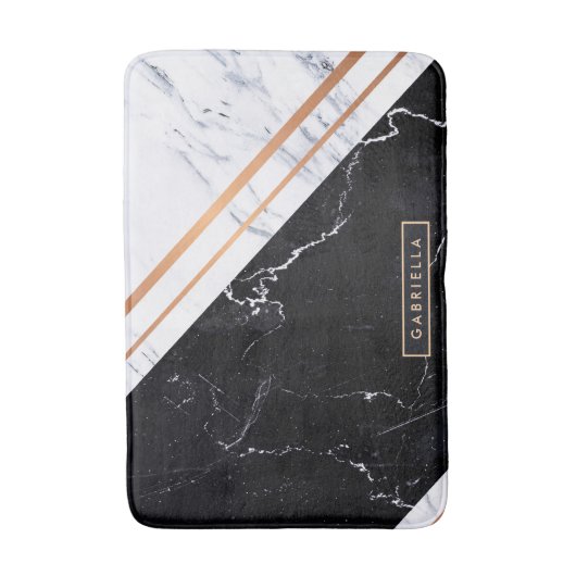 Zwart-witte marmer badmat (Voorkant Verticaal)