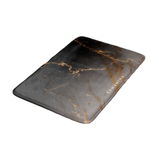 Zwart-witte marmer badmat (Gekanteld)