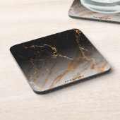 Zwart-witte marmer bier onderzetter (Linkerzijde)