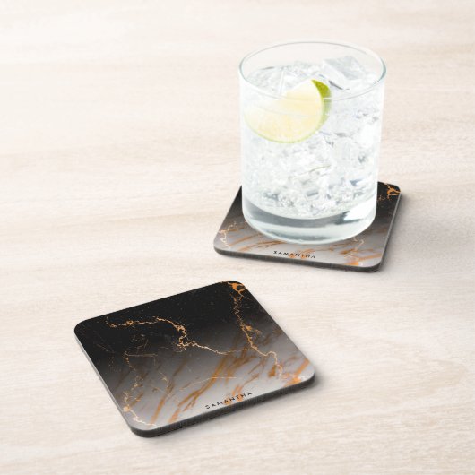 Zwart-witte marmer bier onderzetter (Rechterzijde)