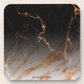 Zwart-witte marmer bier onderzetter (Voorkant)