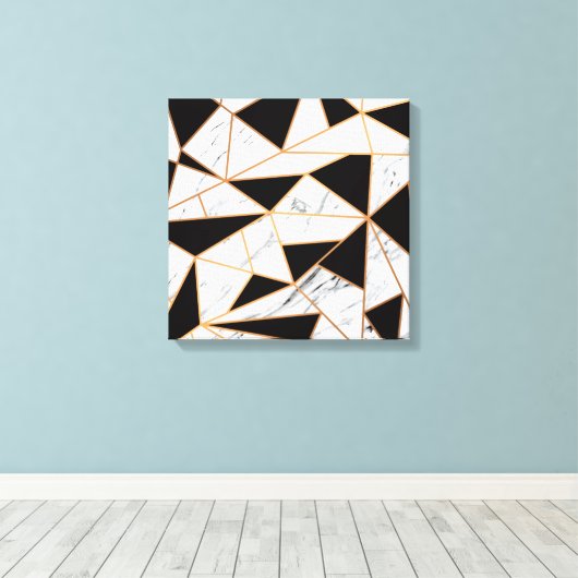 Zwart-witte marmer canvas afdruk (Insitu (Houten vloer))