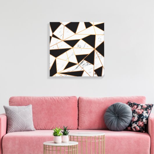 Zwart-witte marmer canvas afdruk (Insitu (Woonkamer))