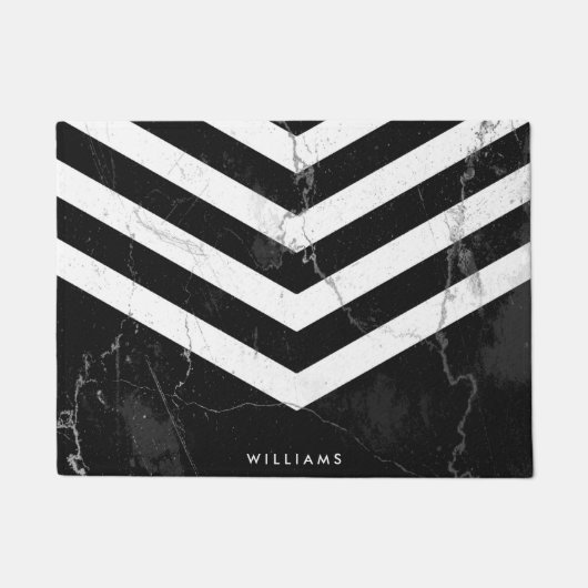 Zwart-witte marmer deurmat (Voorkant)