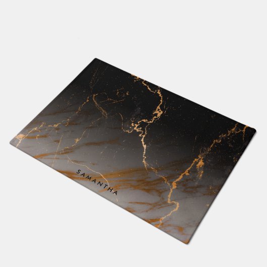 Zwart-witte marmer deurmat (Schuin)