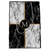 Zwart Witte Marmer Douane Uw Letter Cadeautas (Voorkant)