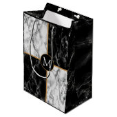 Zwart Witte Marmer Douane Uw Letter Cadeautas (Voorkant Gekanteld)