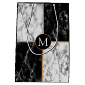 Zwart Witte Marmer Douane Uw Letter Cadeautas (Achterkant)