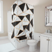 Zwart-witte marmer douchegordijn (In situ)