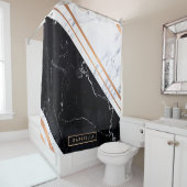 Zwart-witte marmer douchegordijn (In situ)
