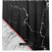 Zwart-witte marmer douchegordijn (Voorkant)