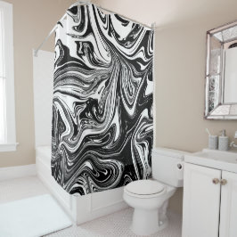 Zwart Witte Marmer Draaikolk Elegant Chic Trendy Douchegordijn