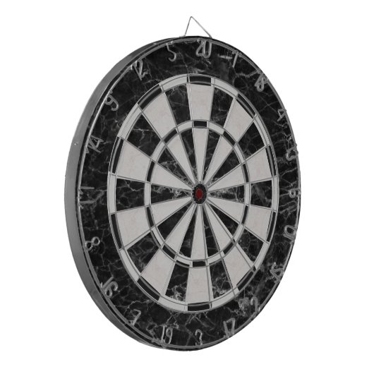 Zwart-witte marmer Elegant Classic Dartbord (Voorkant Links)