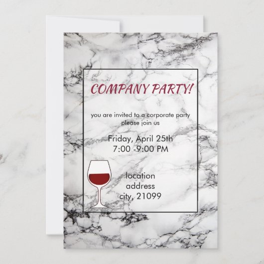 Zwart-witte marmer en glas kaart (Voorkant)