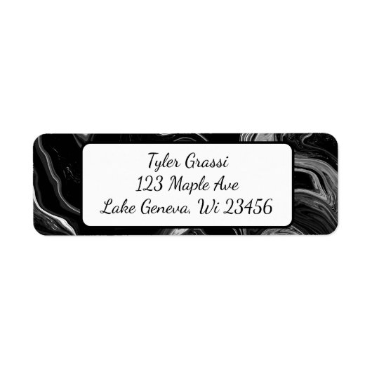 Zwart-witte marmer etiket (Voorkant)