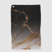 Zwart-witte marmer golfhanddoek (Voorkant)