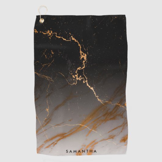 Zwart-witte marmer golfhanddoek (Voorkant)