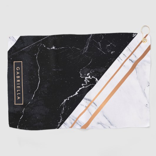 Zwart-witte marmer golfhanddoek (Horizontaal)