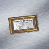 Zwart Witte Marmer | Gouden Sierlijst Magnetisch Visitekaartje (Voorbeeld)