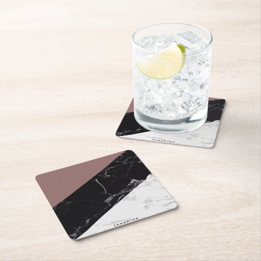 Zwart-witte marmer kartonnen onderzetters (Insitu)