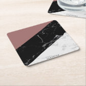 Zwart-witte marmer kartonnen onderzetters (Schuin)