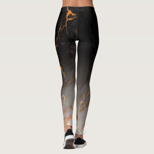 Zwart-witte marmer leggings (Achterkant)