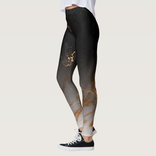 Zwart-witte marmer leggings (Links)