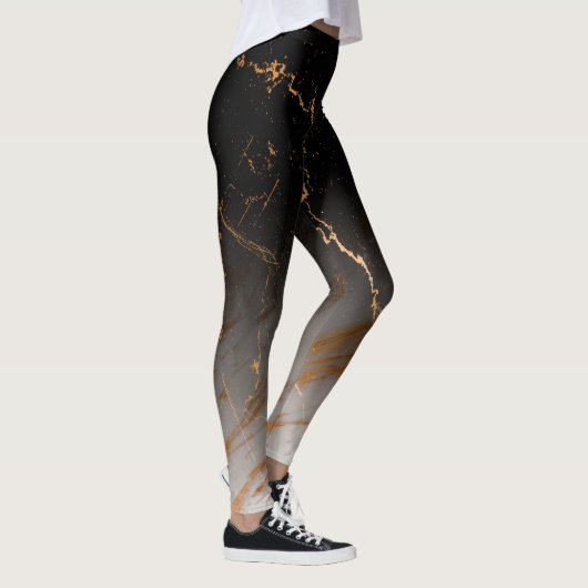 Zwart-witte marmer leggings (Rechts)
