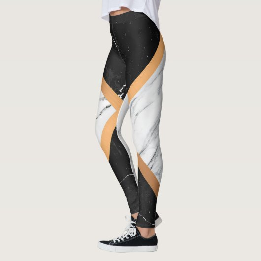 Zwart-witte marmer leggings (Links)