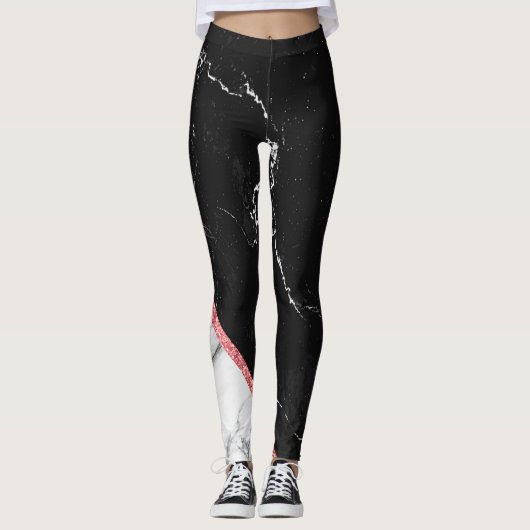 Zwart-witte marmer leggings (Voorkant)