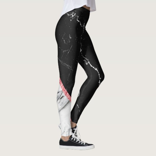 Zwart-witte marmer leggings (Rechts)