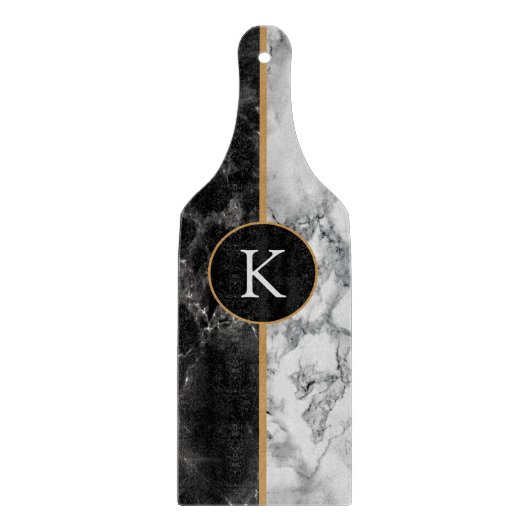 Zwart-witte marmer - Letter toevoegen - Jaar Snijplank (Voorkant)