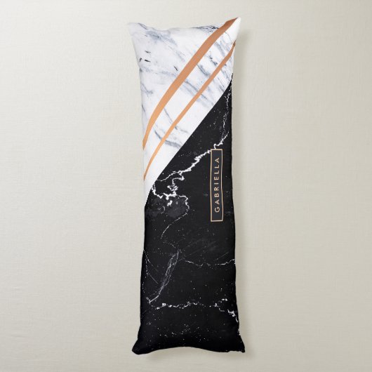 Zwart-witte marmer lichaamskussen (Achterkant (Verticaal))