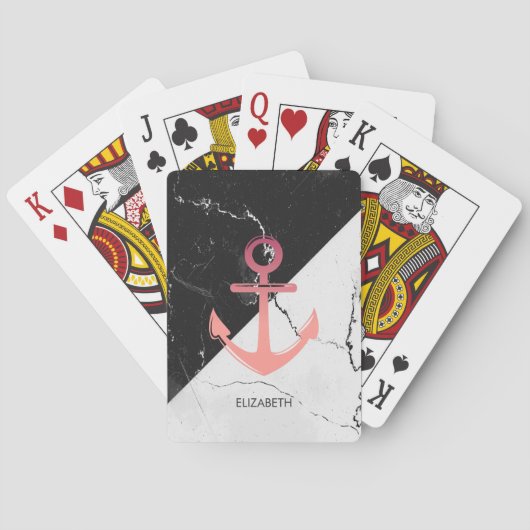 Zwart-witte marmer met Anchor Pokerkaarten (Achterkant)