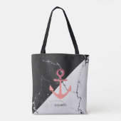 Zwart-witte marmer met Anchor Tote Bag (Achterkant)