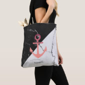 Zwart-witte marmer met Anchor Tote Bag (Dichtbij)