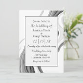 Zwart-witte marmer met fluid Art Weddenschap Kaart (Staand voorkant)