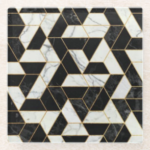 Zwart-witte marmer met Gold Onderzetter