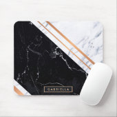 Zwart-witte marmer muismat (Met muis)