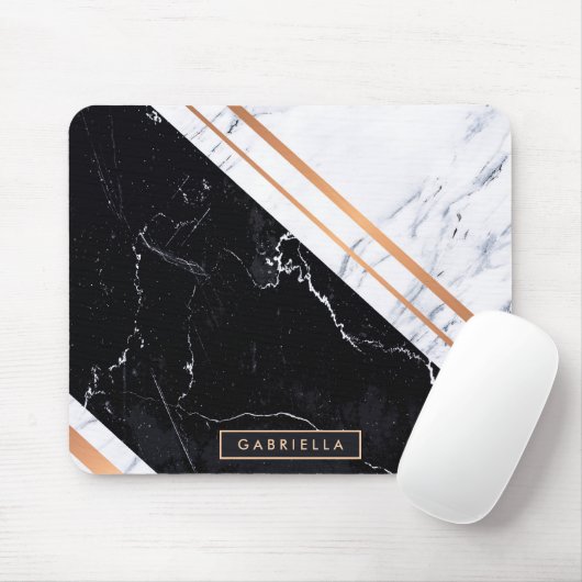 Zwart-witte marmer muismat (Met muis)