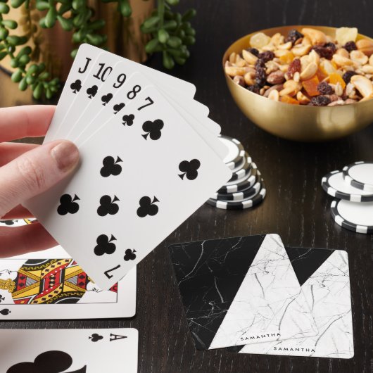 Zwart-witte marmer pokerkaarten (Insitu)