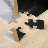 Zwart-witte marmer Puzzle - Uw Letter/Leeftijd Legpuzzel (Zijkant)