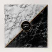 Zwart-witte marmer Puzzle - Uw Letter/Leeftijd Legpuzzel (Horizontaal)