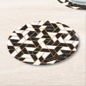 Zwart-witte marmer ronde kartonnen onderzetter (Gebogen)