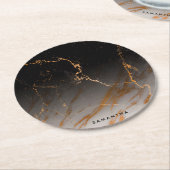 Zwart-witte marmer ronde kartonnen onderzetter (Gebogen)