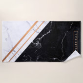 Zwart-witte marmer strandlaken (Voorkant)