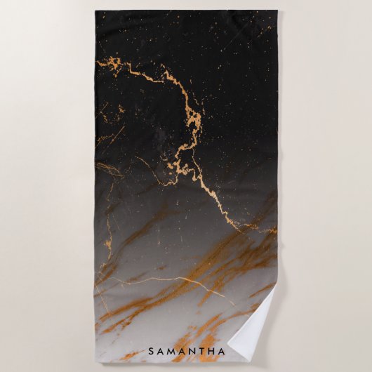 Zwart-witte marmer strandlaken (Voorkant)